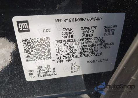 2023 Chevrolet Trailblazer Awd Activ from USA, damaged, VIN KL79MSSL0PB077218